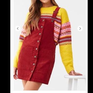 Corduroy overall mini dress